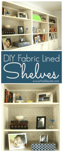 These fabric lined shelves are great way to add new life to boring shelves and bookcases- the great thing is that there are notes on what parts of the project worked and what parts can be done better next time. Click the photo to read more.