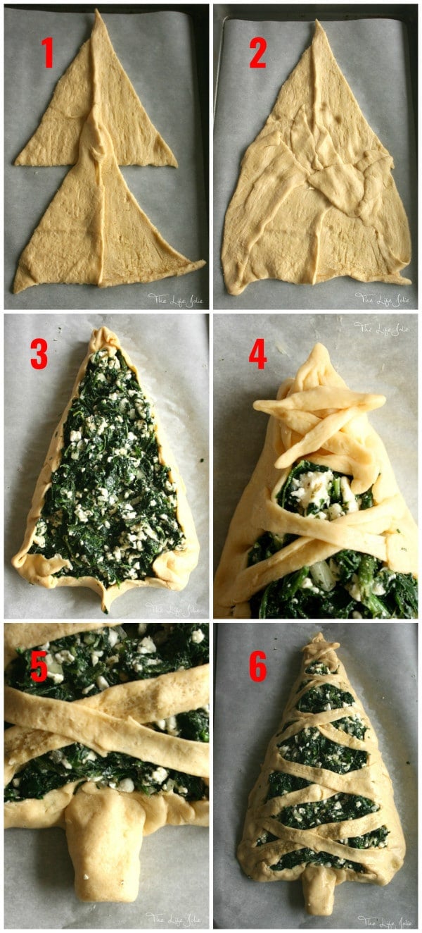This Spinach and Feta stuffed bread is so easy to make and has the most delicious flavor. It makes a lovely holiday Christmas Tree appetizer or can be in the form of a regular stuffed bread any other time of year!