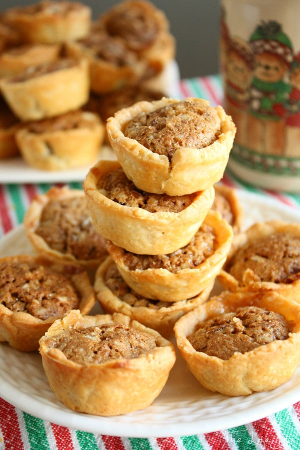 These Pecan Tarts are a family favorite! They require a few simple ingredients and look so pretty on a holiday cookie tray!