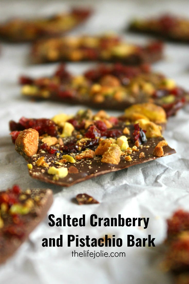 This Salted Cranberry and Pistachio Bark could not be more delicious! It's insanely easy to make and the salty-sweet flavor combination cannot be beat! I'll definitely be making this over and over again!