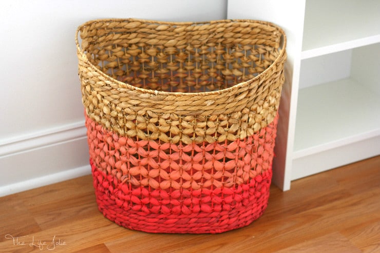 This DIY Ombre Basket is a Land of Nod knock-off that is super easy to make and saves a ton of money! It has the dip dye effect and look fantastic in any room, especially a nursery!