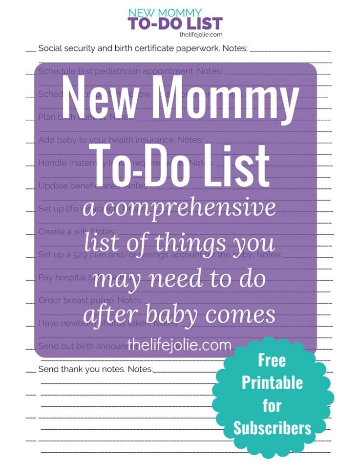 New Mommy To-Do List