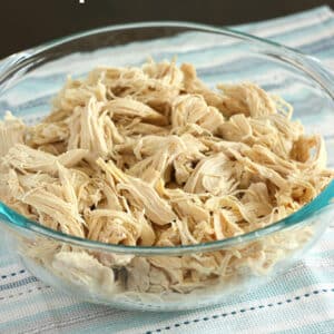 Make your meal prep or weekday night dinners even easier with this super-easy slow cooker shredded chicken. Perfect for your Crockpot or Instant Pot, it’s great make it in advance or freeze for future meals in a pinch.