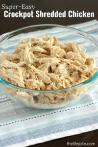 This Super-Easy Slow Cooker Shredded Chicken is a very simple recipe. It's a kitchen hack showing you how to make really easy-to-shred chicken using your crock pot. It freezes really well and tastes great in many recipes!
