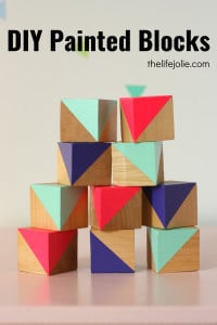 These DIY painted blocks are a fun way to add a decorative, colorful accent into a kids room or nursery. They're very easy to make with this simple tutorial and look so cute!