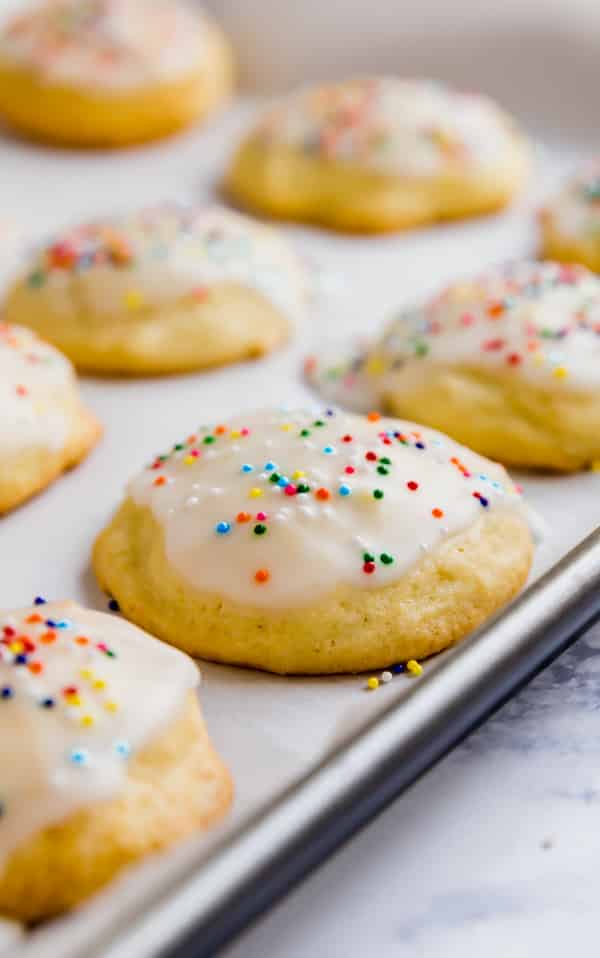 sour cream cookies recipe on a baking pan