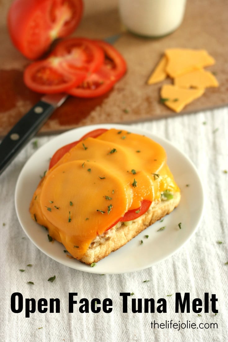 This Open Face Tuna Melt recipe is super quick and easy to make. It's a simple classic sandwich that makes the most delicious lunch!