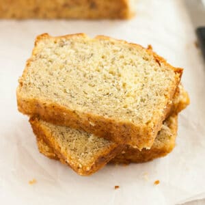 Transport yourself back to your childhood with warm, delicious banana bread, like my Grandma used to make. With just a few simple ingredients, this easy banana bread recipe will become a family staple!