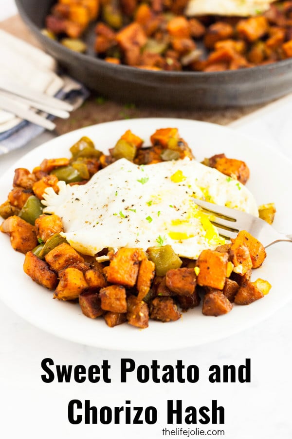 This Sweet Potato and Chorizo Hash recipe is healthy and delicious. It's really quick and simple to make and tastes even better when served with eggs! It's an easy breakfast option that reheats really well! Click on the photo to get the recipe!