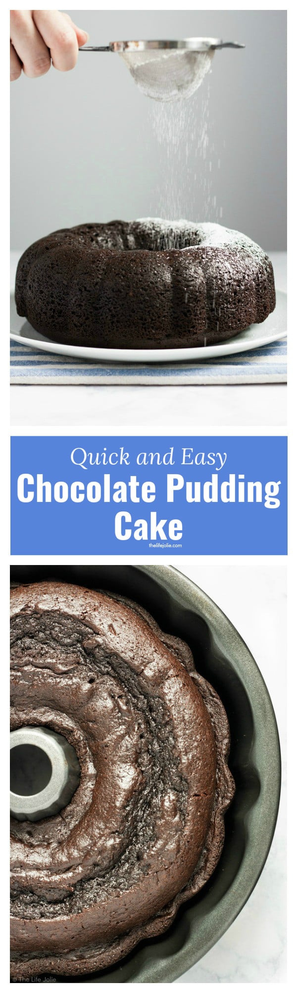 This quick and easy Chocolate Pudding Cake recipe is a delicious cake mix hack! There are only five simple ingredients and the result is the most perfectly moist cake you'll ever taste. This is an awesome last-minute dessert to throw together and it's so good that people will have no idea it's from a box! Click on the photo to get the recipe!