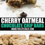 This Cherry Oatmeal Chocolate Chip Bars recipe makes a great lunchbox treat and party snack! These chewy treats have dark chocolate chips and dried cherries. They're quick and easy to make and a huge hit with the whole family!