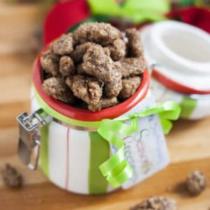 This Candied Pecans recipe is the best I've tasted! A few simple ingredients like brown sugar, granulated sugar, cinnamon, salt, vanilla and egg and then it's as easy as letting the oven do it's magic. They make a tasty snack, or salad topper and are excellent homemade gifts as well!