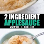 This homemade 2 Ingredient Applesauce is one of quickest and most easy recipes ever! There is no added sugar which makes it super healthy and there are a ton of great ways you can use it.