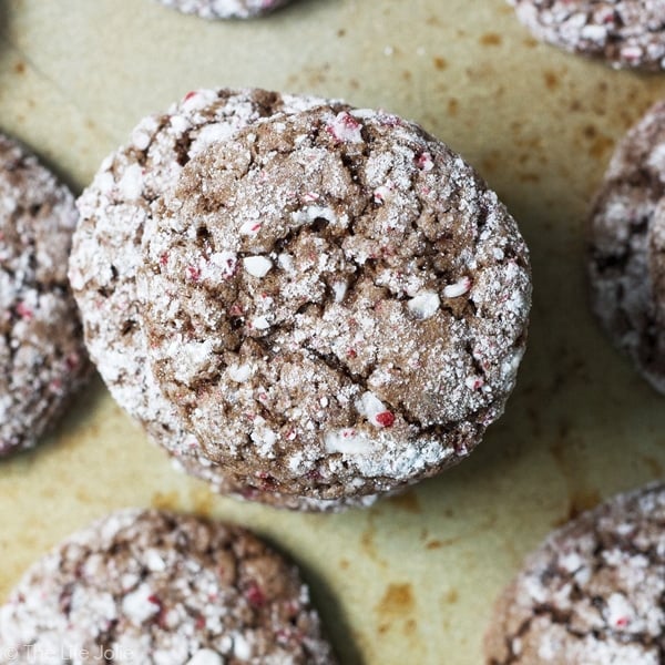 These Chocolate Peppermint Crinkles are an easy way to add a fun spin to a traditional recipe. These cookies are chewy and fudgy but they also have a delicious mint flavor. They are the best Christmas cookie for kids to make and eat!