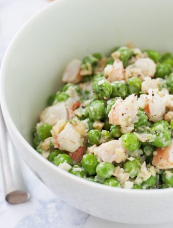 Pork Cracklin's, Shrimp, and Green Pea Salad