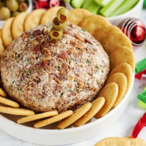 This Bloody Mary Cheeseball Recipe is the best easy appetizer option for entertaining. Made with many of the same ingredients and toppings as a traditional Bloody Mary drink (but without the alcohol). It's a family friendly hors d'oeuvre that's full of great flavor!
