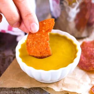 These Salami Chips are killer party snack and taste even better with a Honey Mustard dipping sauce. You won't believe how easy they are to make!