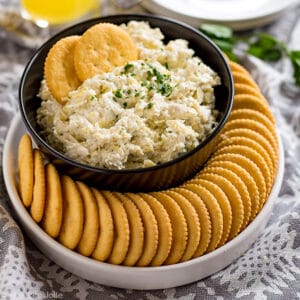 This Artichoke Asiago Dip is the best easy recipe to throw together for a last-minute spring get-together. It only takes a couple of minutes to make and is fully of cheesy, delicious flavor! #ad