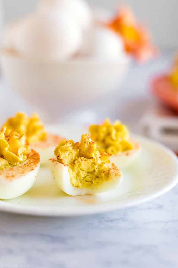 Here's an easy tutorial for how to make Basic Deviled Eggs. This recipe is the best simple method to make this classic, delicious appetizer. These are a great way to use up extra Easter eggs and are perfect to bring to a picnic or get-together!