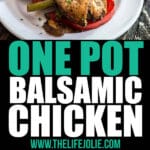 This One Pot Balsamic Chicken Recipe is one of the most healthy, quick and easy weeknight dinner recipes around! Made with chicken, green beans, red peppers, mushrooms, and balsamic vinegar, it's also great for meal prep!!