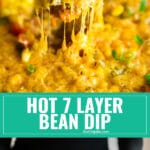 Sure, you've had traditional 7 Layer Dip but have you tried Hot 7 Layer Bean Dip? This will be an instant party or game day go-to recipe! It's quick and easy to put together and that melty cheese will have people fighting for more!