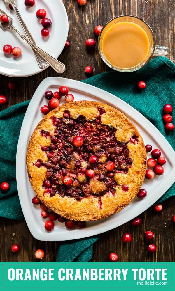 This Orange Cranberry Torte is so simple and easy to make and is the most delicious combination for sweet and tart. It's even better when made the night before and is an especially great cake for the holidays!