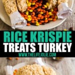 This Rice Krispie Treat Turkey is a super-fun dessert option for both kids and adults! I could not believe how quick and easy it was to make- everyone LOVED it! Such a fun addition to any Thanksgiving dessert table!