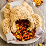 A square image of a Rice Krispie Treat Turkey