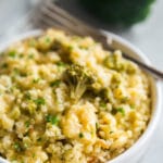 Cheesy Broccoli Rice Casserole is an easy and cozy recipe the whole family will love. This easy recipe is perfect for a potluck and is also super kid-friendly!