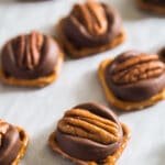 Homemade Chocolate Caramel Pretzel Turtles recipe is such a great Christmas gift to give- just pecans, pretzels and chocolate covered caramel candy and very little work and you've got yourself a delicious, salty-sweet treat that is super addictive and perfect for the holidays!