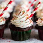 A square image of Peppermint Hot Chocolate Cupcakes.