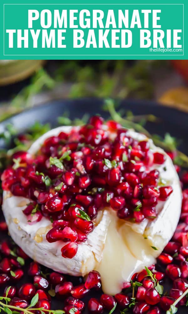 The easy Pomegranate Thyme Baked Brie Appetizer recipe is as simple to make as it is delicious! This is especially great for the holidays!
