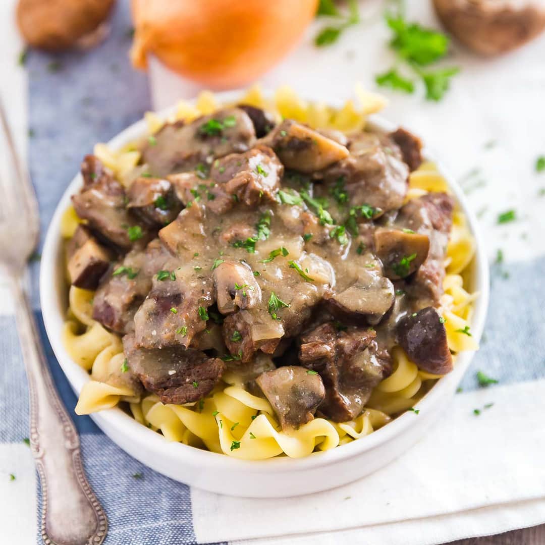 A square image of the Easy Beef Stroganoff Recipe.
