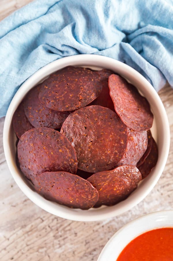 An overhear image of the Pepperoni Chips Recipe.
