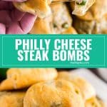 These Philly Cheese Steak Stuffed Bread Rolls (or Philly Cheese Steak Bombs for short) are the best game day snack- they are so easy to make and savory and delicious!