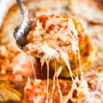 A square image of Baked Eggplant Parmesan.