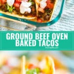 I secretly wish it was Taco Tuesday every night and once you taste these quick and easy Ground Beef Oven Baked Tacos you'll understand why! Refried beans, ground beef taco meat and melted cheese in a crispy taco shell. Your family will be fighting for seconds.