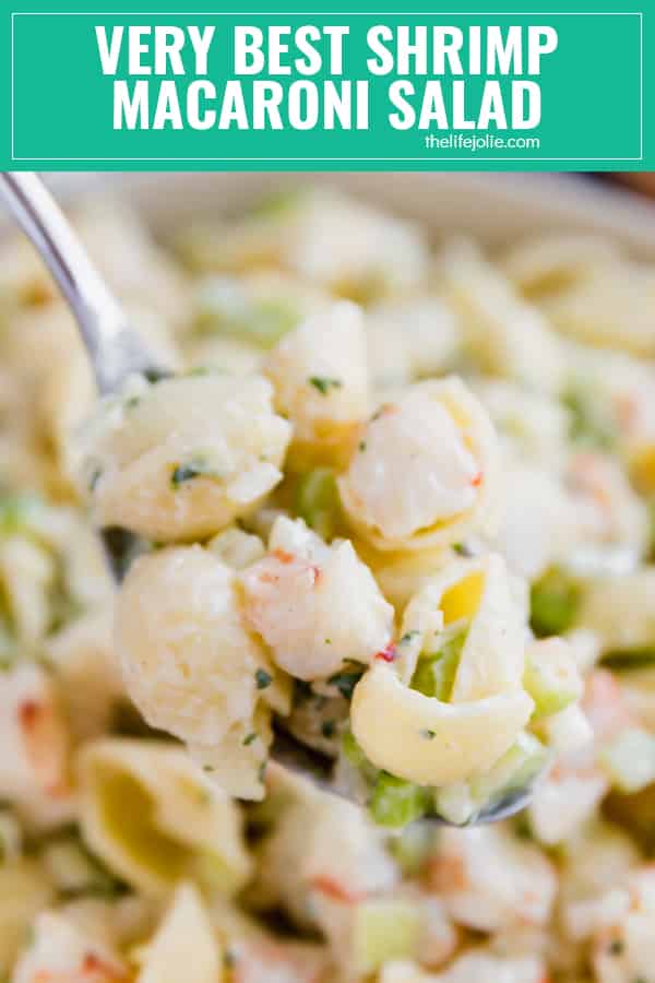 Do you want to be the most popular person at the picnic? Then make my Grandma's Very Best Shrimp Macaroni Salad! Meaty chunks of shrimp, crispy celery and onions and tender pasta covered in a creamy and super flavorful dressing. Everyone will be back for seconds!