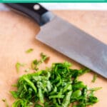 Do you know how to Chiffonade Basil? It's super easy and can make any dish more beautiful and delicious! All you need is fresh basil leaves, a sharp chef's knife and a cutting board and you're ready to go!