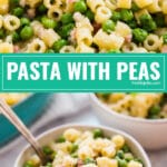 Need a really quick and comforting dinner to feed the whole family? Make this Pasta with Peas, it's seriously easy and totally satisfying! All you need are pasta, peas, onions, broth and pancetta!