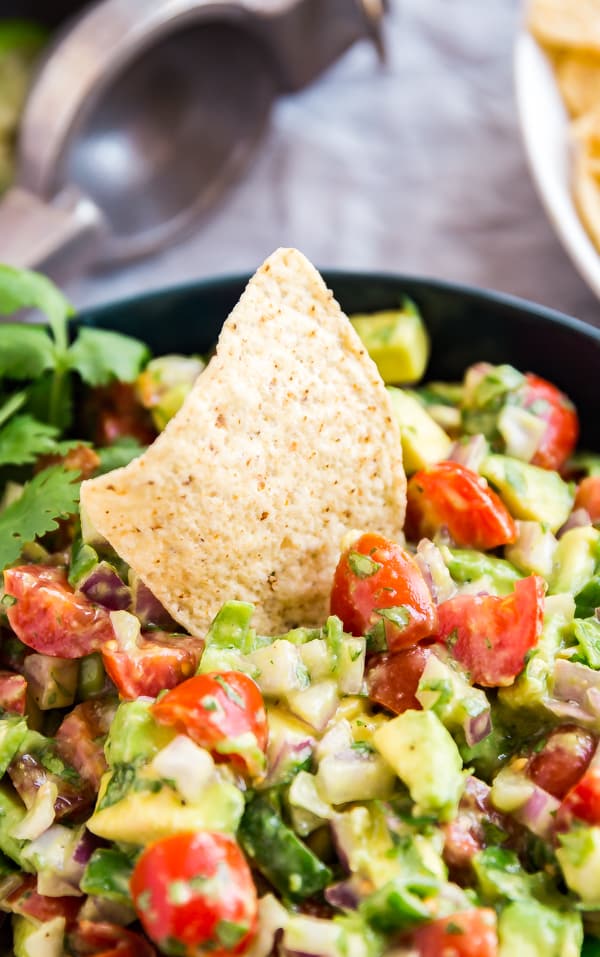 This Chunky Avocado Salsa recipe is made with a few super simple fresh ingredients and is so quick and easy to whip up last minute. You'll be making this allllll summer long!