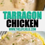 Rich, creamy and super easy to make, this Tarragon Chicken is a weeknight dinner that's as quick and comforting as it is delicious! Made with chicken breasts, fresh tarragon, white wine, chicken broth, shallots and heavy cream. You can totally switch up the herbs if you'd prefer something other than tarragon!