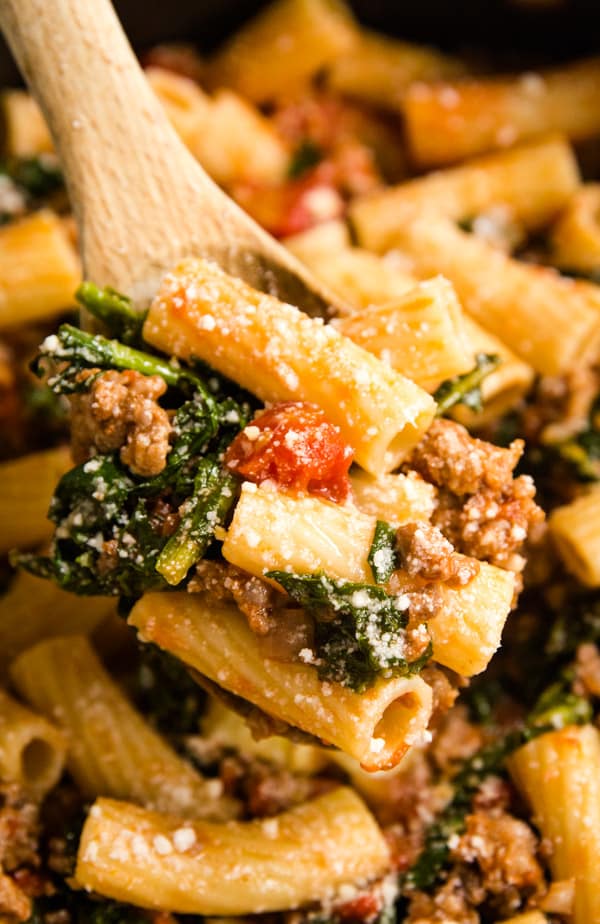 Spicy Sausage Pasta with Rapini - an easy and delicious pasta recipe