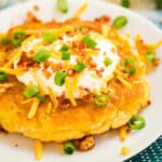 This easy loaded corn fritter recipe with all the fixings makes an easy and delicious appetizer that you will not be able to get enough of!