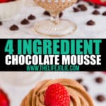 This Four Ingredient Chocolate Mousse whips up super quickly and easily. It’s light as a feather with the most decadent, rich, chocolaty flavor with a rich dark chocolate flavor that you’ll love! Make this for your loved ones this Valentine’s Day!