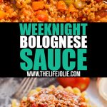 This simple Weeknight Bolognese Sauce made with ground veal comes together in less than 30 minutes and is bursting with delicious flavor! Serve it over zoodles for a carb conscious dinner that is as tasty as it is nutritious!