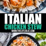 This Italian Chicken Stew is a warm and cozy dinner the whole family will love! It's easy to assemble and dump into a slow cooker or instant pot and you've got yourself a killer dinner!