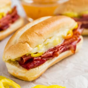 This baked Italian Hoagie recipe is the perfect crowd-pleasing main dish. They're crazy-easy to put together and bake up just right!
