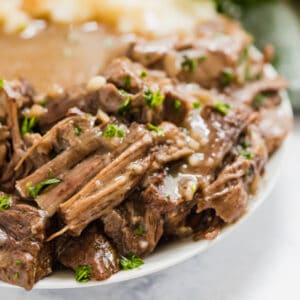 This Pot Roast Recipe couldn't be easier. Just throw a few very common ingredients into your crockpot or instant pot and then relax knowing you've got a seriously delicious dinner ahead of you!