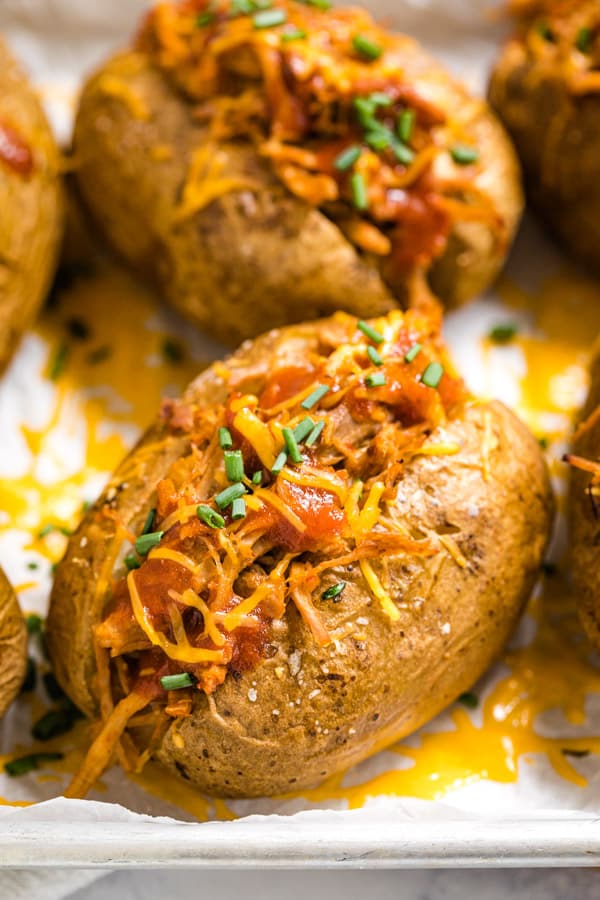 A close up image of a loaded baked potato